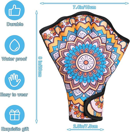 Honoson 2 Pairs Swimming Gloves Women Water Aerobics Gloves Aquatic Fitness Water Resistance Webbed for Men Women Unisex Poll Training Exercise