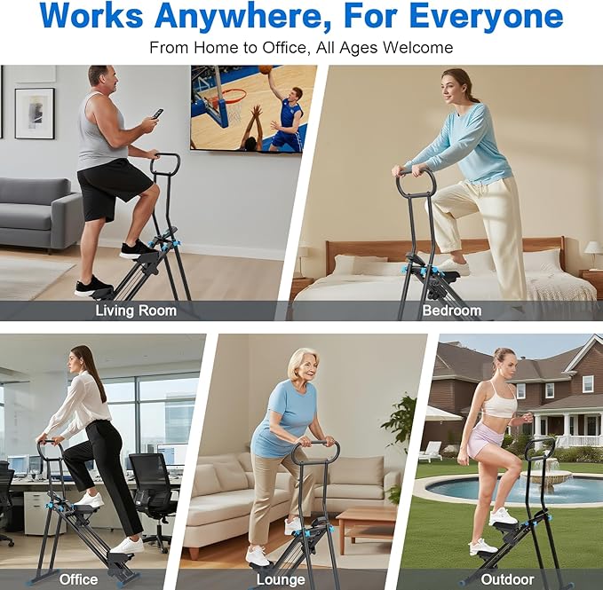 HXD-ERGO Stair Stepper for Home, New Version 6 Adjustable Resistance Vertical Climber Cardio Exercise Machine, Folding Stair Climber for Full Body Workout with Adjustable Handlebar
