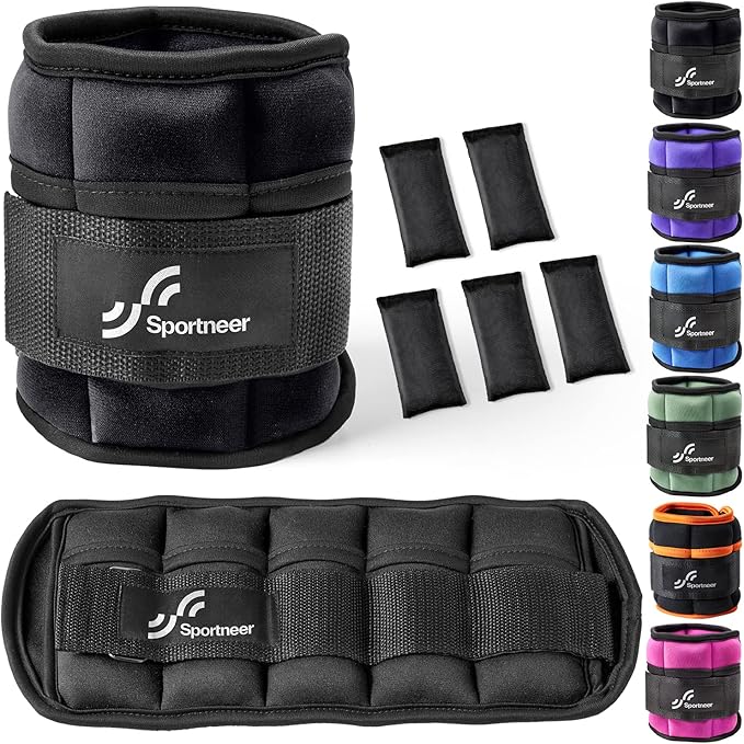 Sportneer Adjustable Ankle/Wrist Weights for Men Women Kids, Weighted Leg & Cuff Strength Training for Yoga Walking Running Aerobics Gym Fitness Physical Therapy