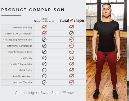 Sweat Shaper Women's Athletic Tee, Short Sleeve High-Performance Compression T-Shirt, Performance Baselayer Workout Shirt