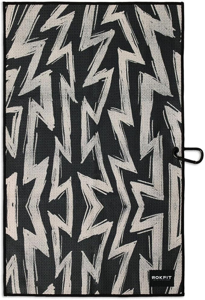 RokFit Gym & Golf Towel – Multi-Use, Quick-Dry, Durable Utility Towel with Bold Graphic and Carabiner Clip (Volt Pattern)