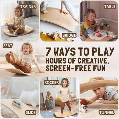 NUTTY TOYS Montessori Wooden Wobble Board for Kids & Adults -100% Natural Wood Balance Board, Waldorf Toddler Balancing Toy, Unique Boy Girl Open Ended Toy Best Valentines Day & Easter Gifts Idea 2026