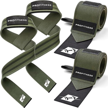 ProFitness Wrist Wraps for Weightlifting with Premium Lifting Straps - Weight Lifting Wrist Wraps and Gym Straps Ideal for Men & Women Workout & Training - Workout Straps with Wrist Support