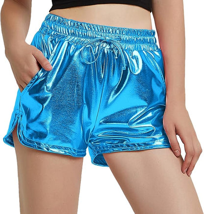 Perfashion Women's Metallic Shorts Summer Sparkly Hot Outfit Shiny Short Pants