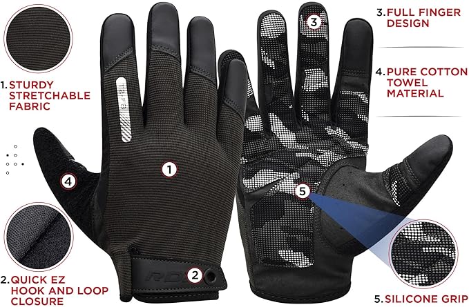 RDX Weight Lifting Gloves with Wrist Support -Touch Screen Full Finger Gym Workout, Breathable Anti Slip Padded Grip, Men Women Fitness Training, Powerlifting Bodybuilding HIIT Exercise Weightlifting