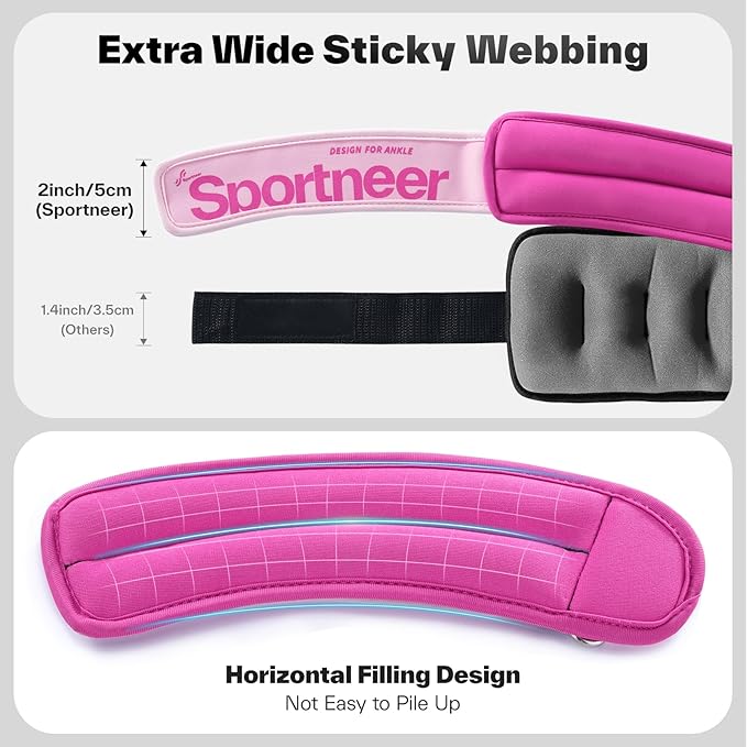 Sportneer Ankle Weights 0.5/1/2/3/5 LBS 1 Pair Wrist Leg Arm Weights for Women Men Kids Child with Adjustable Straps, Strength Weighted for Jogging Running Walking Fitness Gym Workout