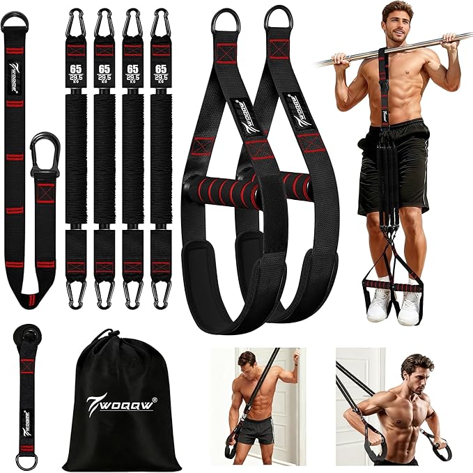 Pull Up Assistance Bands, Heavy Duty Resistance Bands with Handles, Exercise Band with Door Anchor, Adjustable Workout Band Set for Pull Up Bar, Full Body Strength&Muscle Training, Recovery, Home Gym