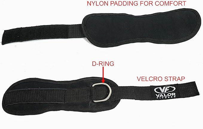 Valor Fitness Cable Machine Attachments - Tricep Rope, V-Bar, Single D-Handle, Rotating Straight Bar, Ankle Strap, Ab Crunch Harness, Triangle Chest Pull for Home Gym Equipment