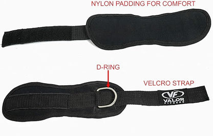 Valor Fitness Cable Machine Attachments - Tricep Rope, V-Bar, Single D-Handle, Rotating Straight Bar, Ankle Strap, Ab Crunch Harness, Triangle Chest Pull for Home Gym Equipment