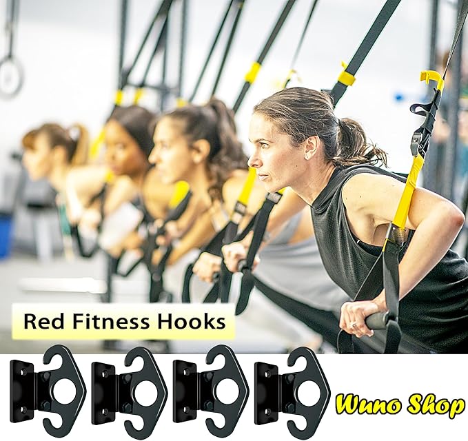 4 PCS Resistance Band Wall Anchors, Exercise Band Wall Anchor, Gym Wall Hooks for Resistance Bands, Workout Wall Mount Anchor for Physical Therapy and Small Space Home - Black