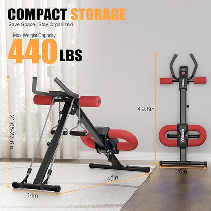 Abdominal Trainers - Adjustable Ab Trainer Machine, Foldable Abdominal Workout Equipment with Knee Protection - Home Gym Core Strength Trainer for Men & Women