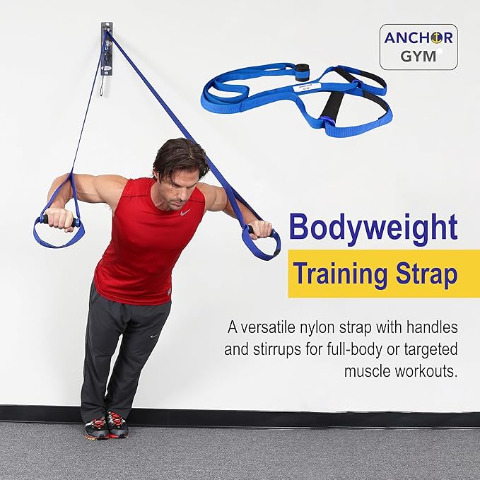 Anchor Gym Body Weight Resistance Straps - Adjustable Body Weight Training Straps, Stretching & Full-Body Training - Exercise Straps with Handles for Home Gym Workouts