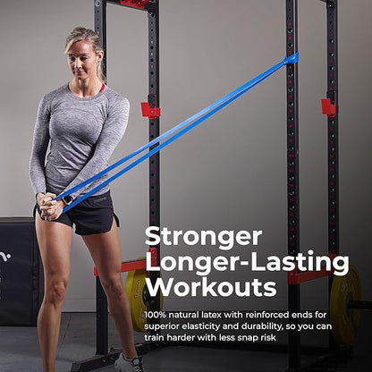 Sunny Health & Fitness Versatile Resistance Bands (Single or Combo Set) for Strength Training, Power Cage, Squat Rack, Home Gym, Body Stretching, Physical Therapy – 100, 140, 160, 180 & 10-75 LB Combo