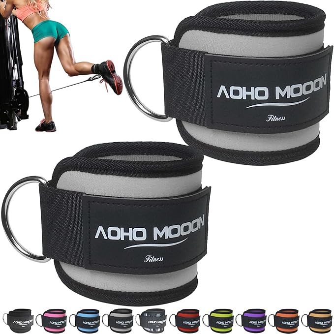 Comfortable Adjustable Ankle Straps for Cable Machines Women, Gym Workout Leg Strap, Glute Cuff, Ankle Cuffs for Glute Workouts, Foot Straps for Kickback, One Size Fit All