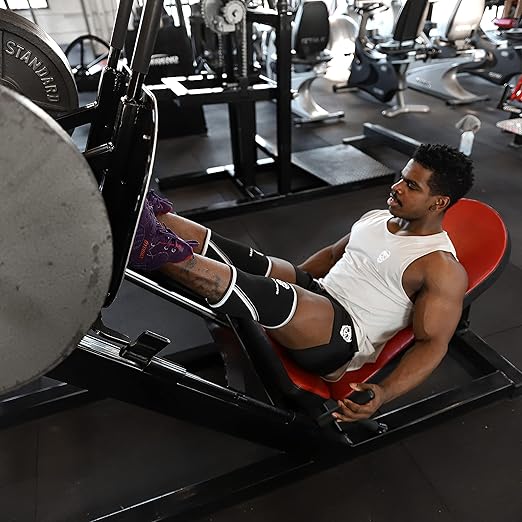 Gymreapers Knee Sleeves (1 Pair) With Gym Bag - IPF Approved - Knee Sleeve & Compression Support for Squats, Weightlifting, Fitness and Powerlifting - 7MM Neoprene Sleeve Pair Black/White XX-Large
