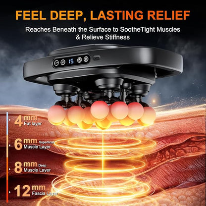 Deep Tissue Massager Gun for Back, Shoulder and Neck Pain Relief, Powerful Shoulders, Back Massager, Legs, Foot Massager & Full Body Muscle Recovery with 16 Massage Heads, 3 Modes & 30 Speed