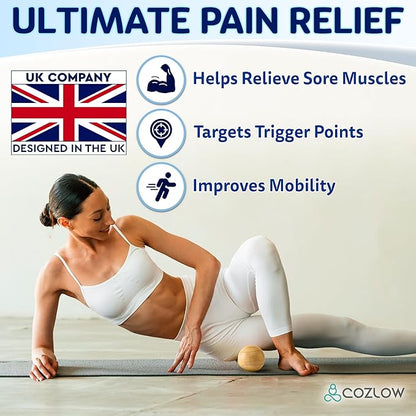 COZLOW Peanut Ball Massage Roller - Wood Therapy Massager - Double Lacrosse Ball Shaped Tool for Neck, Back, Spine, Feet Muscle Pain Relief - Wooden Mobility Device for Deep Tissue Recovery