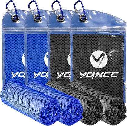 YQXCC Cooling Towels | 4 Pack 40"x12" | Cool Cold for Neck | Microfiber Soft Breathable Chilly | for Yoga, Golf, Gym, Camping, Running, Workout & More Activities
