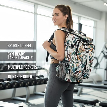 Gym Duffle Bag Backpack with Shoe Compartment,4 ways Travel Backpack for Women and Men,Multi-Functional Weekender bag with Waterproof Layer&Laptop Compartment for Fitness, Travel,Camping