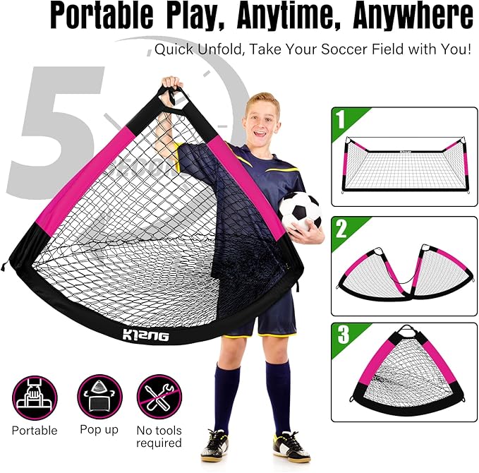 Kids Soccer Goal for Backyard Set - 2 of 6x4 ft Soccer Goals Training Equipment, Soccer Net for Kids Age 3-5 6-8 8-10 10-12, Ball, Targets for Toddler Kid Youth Soccer Games Sports Outdoor Play