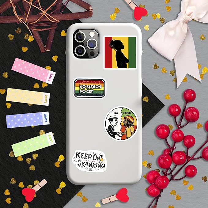 100Pcs Reggae Stickers and Decals for Adults for Water Bottle & Laptops - Rasta Stickers, Jamaica Band Decals - Bob the King of Reggae Gifts for Men & Women