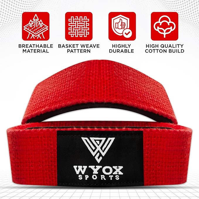 WYOX Figure 8 Weight Lifting Straps for Weightlifting Heavy Duty Deadlifting Workout Straps | Wrist Wraps Gym Equipment Gear Men Women PAIR