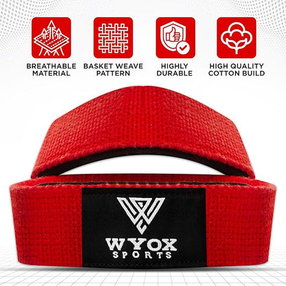 WYOX Figure 8 Weight Lifting Straps for Weightlifting Heavy Duty Deadlifting Workout Straps | Wrist Wraps Gym Equipment Gear Men Women PAIR
