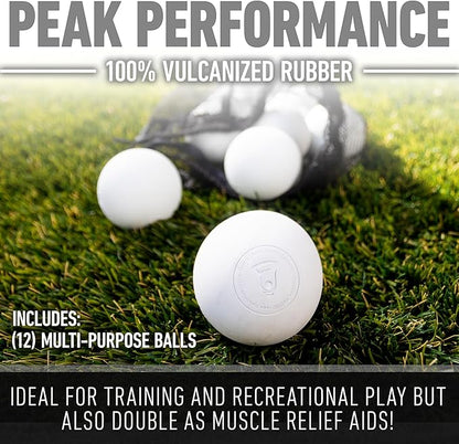 Franklin Sports Lacrosse Balls - Official Size Lax Balls for Practice - Rubber 63mm Outdoor Lacrosse Balls - Great for Muscle Massage Therapy + Yoga - White + Yellow