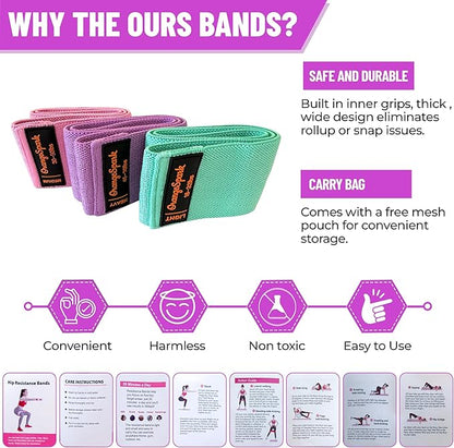 Resistance Bands – Premium Workout Bands for Women & Men, 3-Piece Stretch Band Set for Glutes, Legs, Pilates & Strength Training