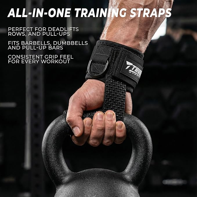 TAVIEW Weight Lifting Straps with Cuffed D Ring Wrist Support, Heavy Duty Comfortable Lifting Straps for Men with Secure Fit and Enhanced Grip for Gym Training