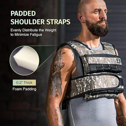 ZELUS Weighted Vest, 20lb/23lb/30lb/45lb/60lb Vest Adjustable Weights for Exercise, Weight Vest for Men, Workout Vest for Home Workouts Cardio Strength Training Weight Loss