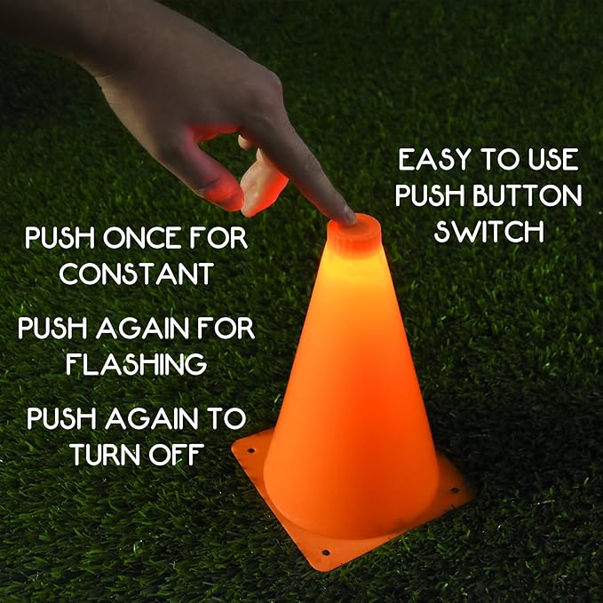 GoSports LED Light Up Sports Cones (6 Pack), 9 Inch