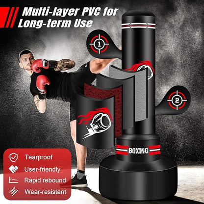 Upgraded Heavy Freestanding Punching Bag for Adults Teens, 70” Standing Punching Bag Kicking Bag Heavy Bag, Women Men Kickboxing Bags for Training MMA Fitness Home Gym