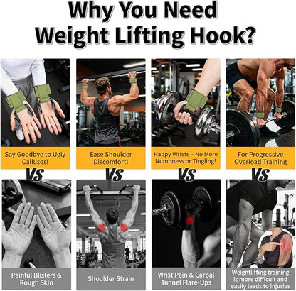 GPANDAG Weight Lifting Hooks for Men and Women(Pair), 330 LB Heavy Duty Gym Lifting Wrist Strap Hook for Deadlifts, Pull-Ups, Strength Training, 0.4inch Grip Weightlifting Hooks for Teen