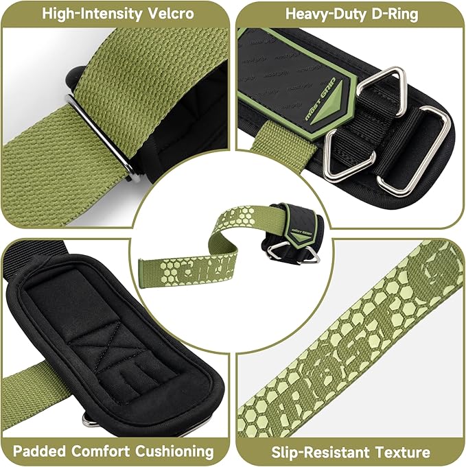 Drip Glue Non-Slip Wrist Straps for Weightlifting, 2-in-1 Lifting Straps with D Rings for Cable Machine Workout, 10mm Neoprene Padded Wrist Wraps for Weight Lifting Deadlift