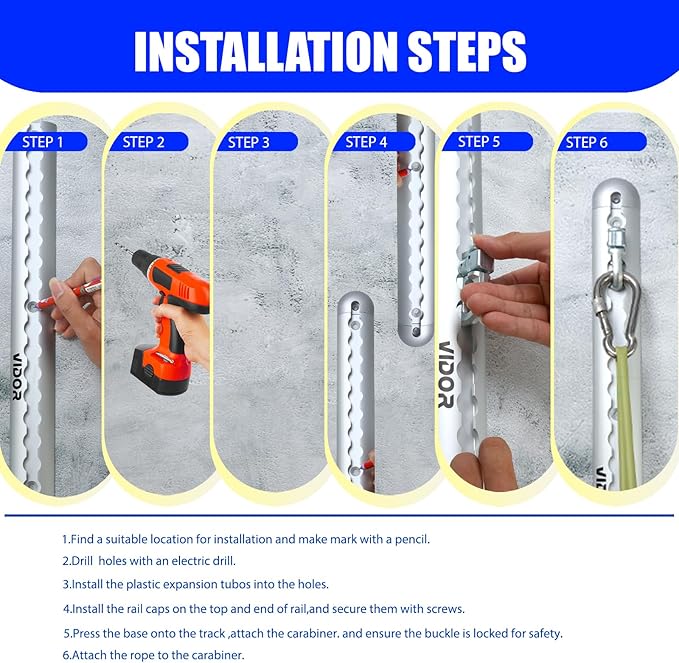 Resistance Band Wall Mount System - Heavy Duty Wall Anchor for Resistance Bands, Workout Wall Anchor with Aluminium Bracket for Home Gym Cable Machine & Fitness (with2Rails and Grey Resistance Band)
