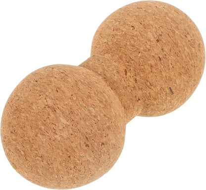 ibasenice Cork Peanut Massage Ball 8x16cm, High Density Back and Neck Massager for Myofascial Release, Non-Slip Muscle Relaxation Tool for Yoga and Fitness Therapy