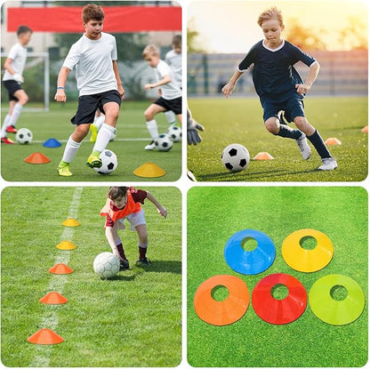 60/120 Pack Soccer Training Cones, Football Sport Cones Training Field Marker Agility Cones with Carry Bag and Holder for Drills, Basketball, Coaching, Practice Equipment, 5 Color
