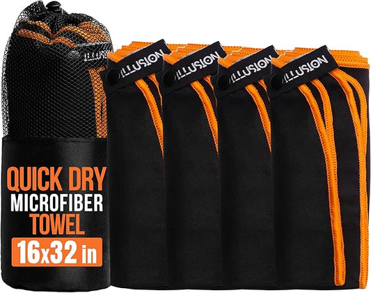 illusion Small Microfiber Gym Towels for Men and Women Active Sports (32" L x 16''W)-Lightweight Quick Dry Gym Towel for Sweat-Workout Towels Ideal for Yoga, Camping, Running, and Outdoor Activities