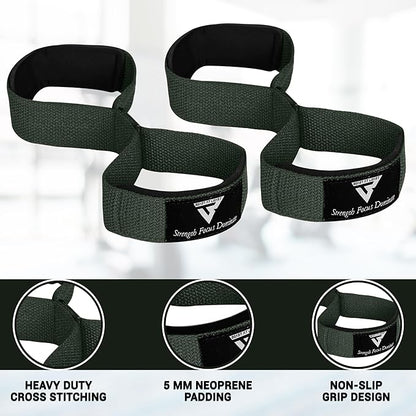 Weight Lifting Straps Figure 8, Anti Slip Strap with cuffs wrist Support for Gym Workout Deadlift Powerlifting Bodybuilding Weightlifting, Fitness Strength Training, Hand Bar Grip for Men