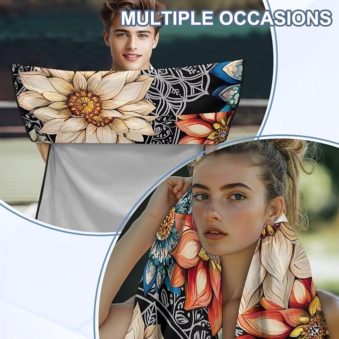 Bulopur Dahlia Floral Car Seat Towel Cover After Gym Workout Running Swimming Boho Automotive Accessories for Girly Non-Slip Sweating Car Seat Cover Removable