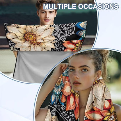 Bulopur Dahlia Floral Car Seat Towel Cover After Gym Workout Running Swimming Boho Automotive Accessories for Girly Non-Slip Sweating Car Seat Cover Removable