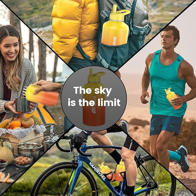 Insulated Water Bottle 32 oz, Triple Wall Vacuum Stainless Steel(Cold for 48 Hrs),Leak Proof & BPA-Free,Simple Modern Water Bottle with Drink-Through Lid & Flip Straw for Sports & Travel, Sunset