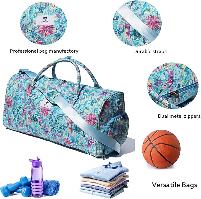 Original Floral Water Resistant Duffel Bag Gym bag Weekender Travel Bag for Gym Beach Travel Daily Bags