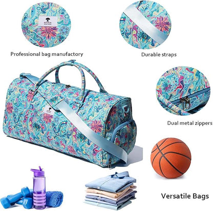 Original Floral Water Resistant Duffel Bag Gym bag Weekender Travel Bag for Gym Beach Travel Daily Bags
