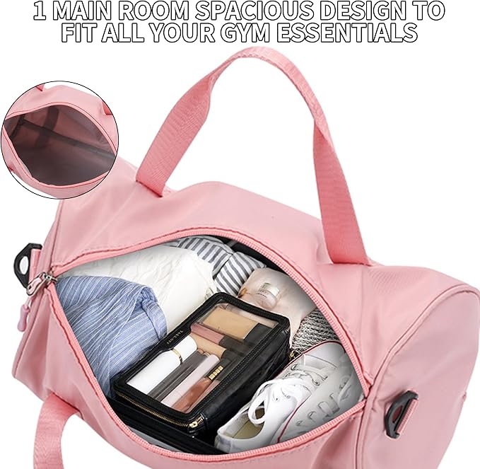 Mini Gym Bag for Women Small Duffle Bag Mini Gym Tote Bag Sport Bag for Yoga Swimming Dance (Pink)
