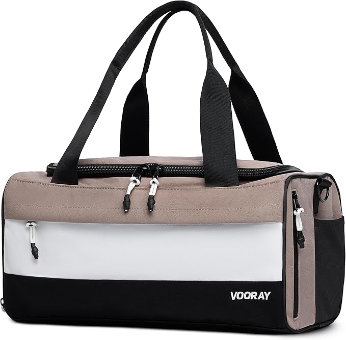 Vooray 23L Boost Duffel Bag – Small Travel & Sports Gym Bag for Women and Men with Shoe Pocket, Weekender for Overnight Football, Travel, Hospital Stays or Workout - Neutral Color Block