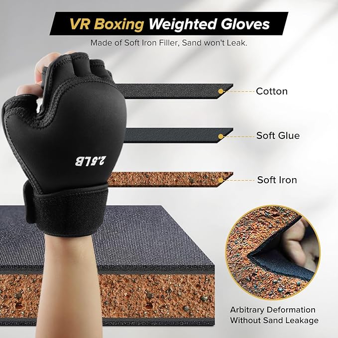 Weighted Hand Gloves 5lb(2.5lb Each), Soft Iron Fitness Gloves, Washable, for Gym Boxing Swimming Strength Training