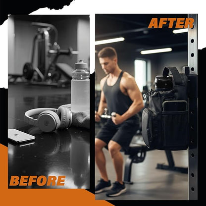 Magnetic Gym Bag for Men and Women - Water Bottle Holder, Phone Pocket, Sling Strap - Durable Sports Workout Crossbody Shoulder Pouch for Travel Exercise - Magnetic Gym Pouch.