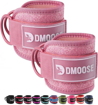 DMoose Fitness Ankle Strap for Cable Machine - One Size Fit with Premium Padding Cuffs, Ankle Bands for Working Out, Booty Workouts, Leg Extension, Hip Abductors, Kickbacks & Lower Body Exercises